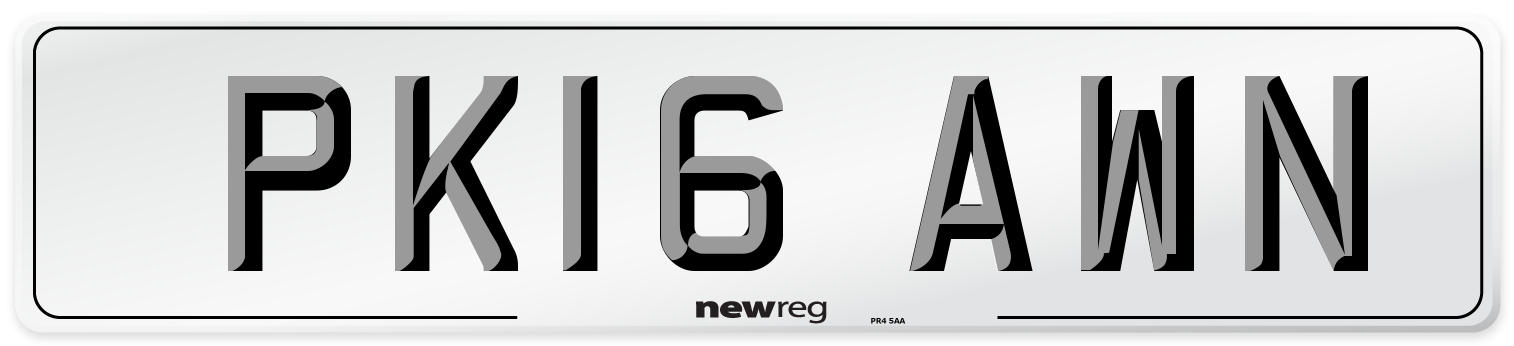 PK16 AWN Number Plate from New Reg